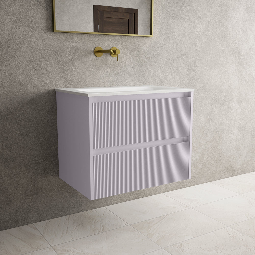 Scanalato Double Drawer Vanity Unit  With Beyondstone Basin - Soft Violet 700mm