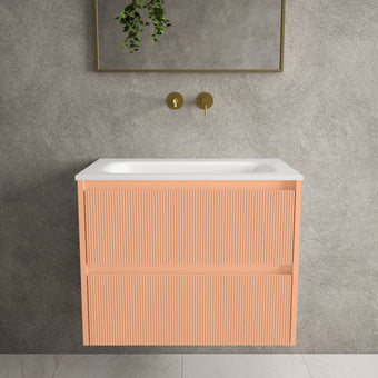 Scanalato Double Drawer Vanity Unit  With Beyondstone Basin - Peach Fuzz 700mm