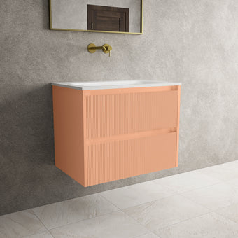 Scanalato Double Drawer Vanity Unit  With Beyondstone Basin - Peach Fuzz 700mm