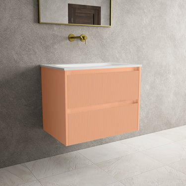 Scanalato Double Drawer Vanity Unit  With Beyondstone Basin - Peach Fuzz 700mm