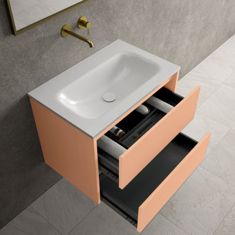 Scanalato Double Drawer Vanity Unit  With Beyondstone Basin - Peach Fuzz 700mm