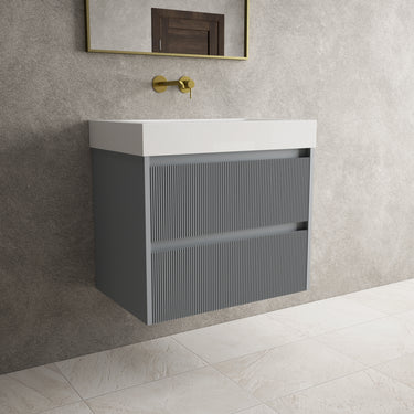 Scanalato Double Drawer Vanity Unit  With Beyondstone BLOC Basin - Dove Grey 700mm