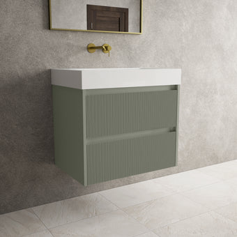 Scanalato Double Drawer Vanity Unit  With Beyondstone BLOC Basin - Pistachio 700mm