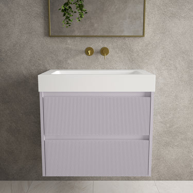 Scanalato Double Drawer Vanity Unit  With Beyondstone BLOC Basin - Soft Violet 700mm