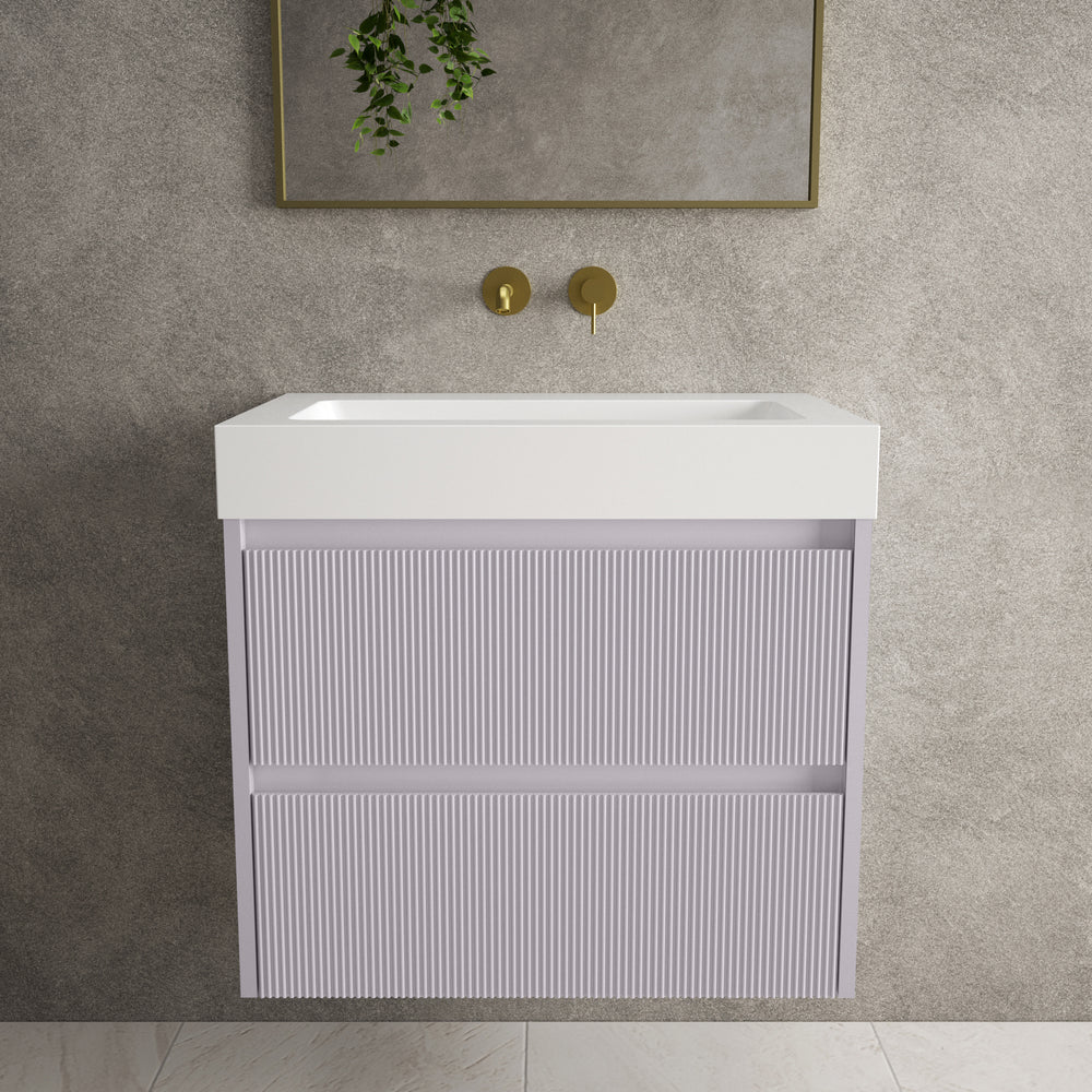 Scanalato Double Drawer Vanity Unit  With Beyondstone BLOC Basin - Soft Violet 700mm