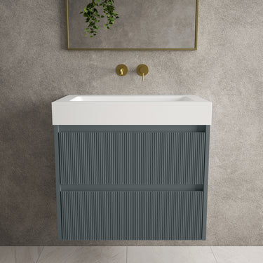 Scanalato Double Drawer Vanity Unit  With Beyondstone BLOC Basin - Anthracite 700mm