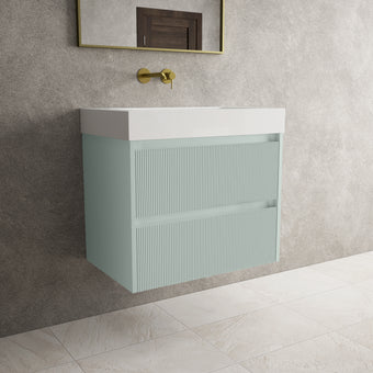 Scanalato Double Drawer Vanity Unit  With Beyondstone BLOC Basin - Peppermint 700mm