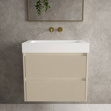 Scanalato Double Drawer Vanity Unit  With Beyondstone BLOC Basin - Cashmere 700mm