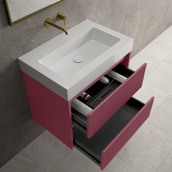 Scanalato Double Drawer Vanity Unit  With Beyondstone BLOC Basin - Mineral Red 700mm