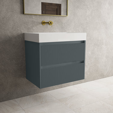 Scanalato Double Drawer Vanity Unit  With Beyondstone BLOC Basin - Anthracite 700mm