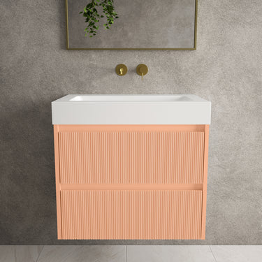 Scanalato Double Drawer Vanity Unit  With Beyondstone BLOC Basin - Peach Fuzz 700mm