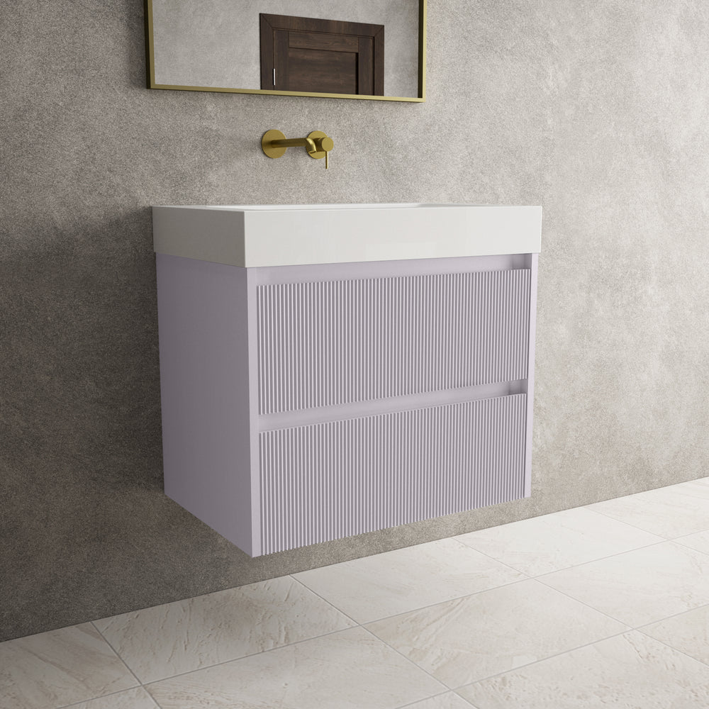 Scanalato Double Drawer Vanity Unit  With Beyondstone BLOC Basin - Soft Violet 700mm