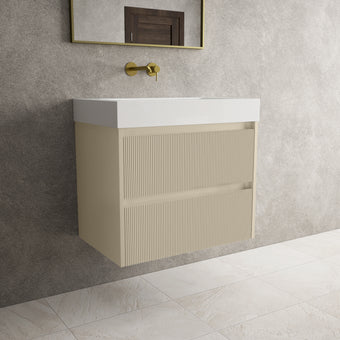 Scanalato Double Drawer Vanity Unit  With Beyondstone BLOC Basin - Cashmere 700mm