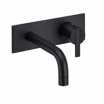 Entro Round Wall Mounted Mixer Basin Tap - Matt Black