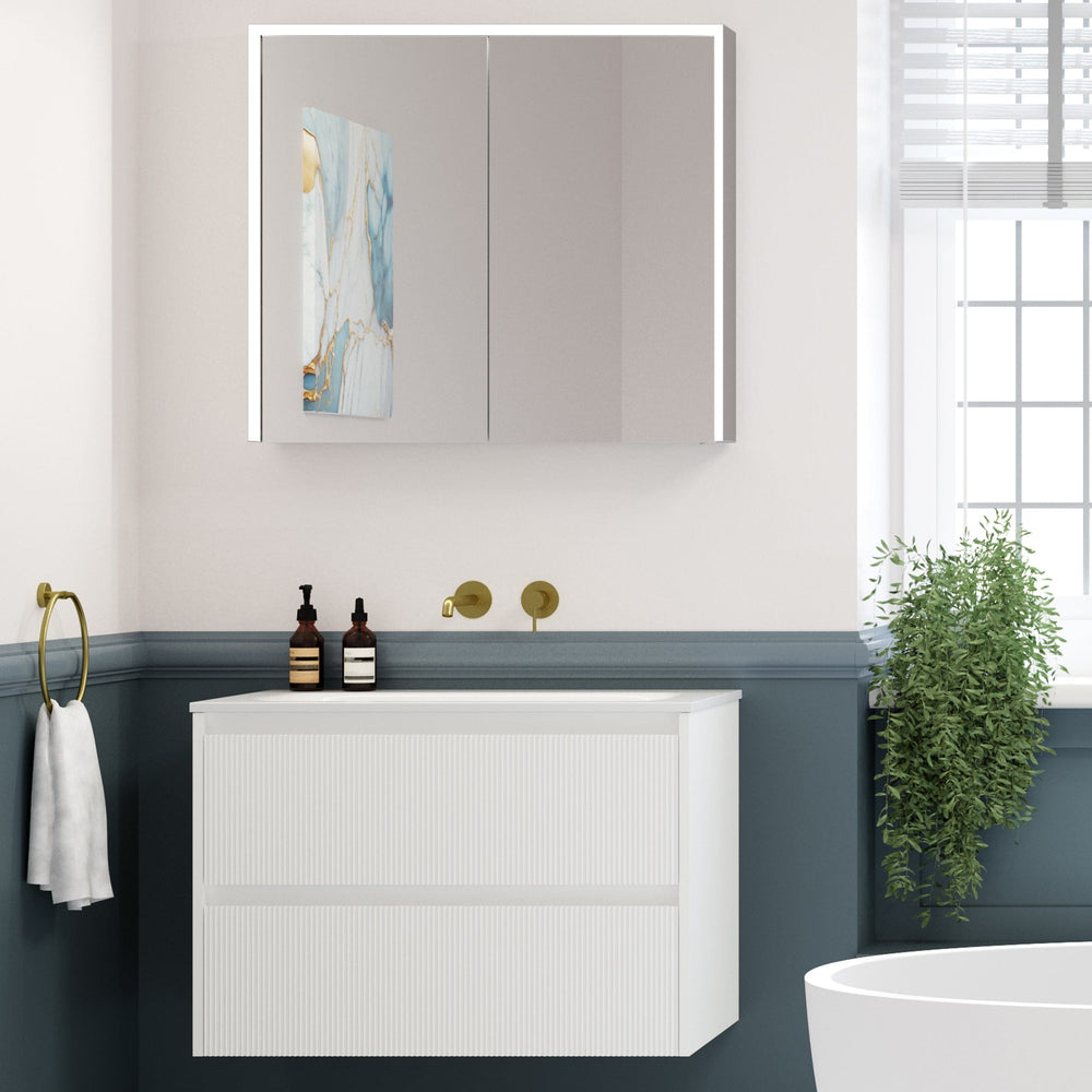 Corvina Modern Mirror Cabinet 900 x 700mm - Aluminium