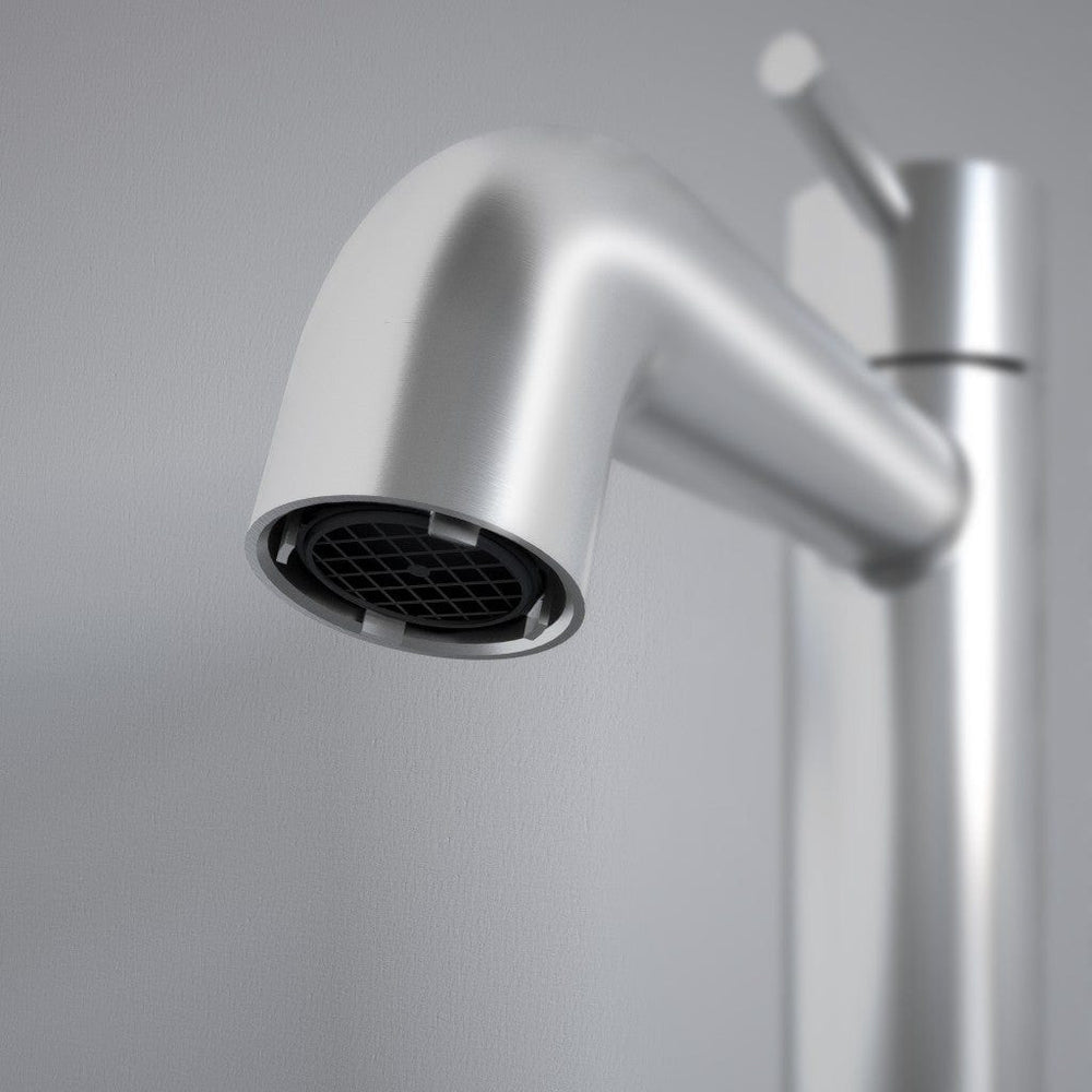 Monobloc Basin Mixer Tap - Brushed Steel