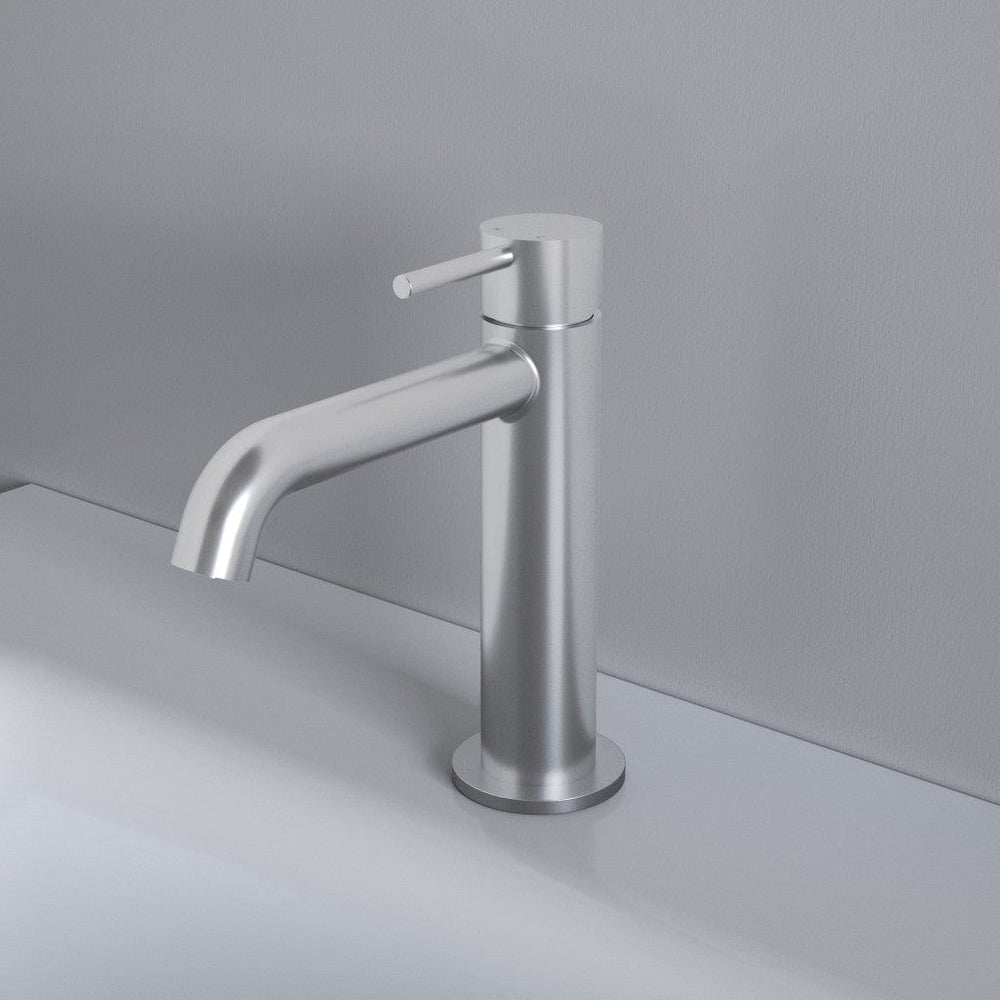 Monobloc Basin Mixer Tap - Brushed Steel