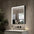 Nebbiolo Steam Free Matt Black Bathroom Mirror Cabinet with Open Shelf 600x700mm