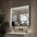 Nebbiolo Steam Free Matt Black Double Door Mirror Cabinet with Open Shelf 800x700mm