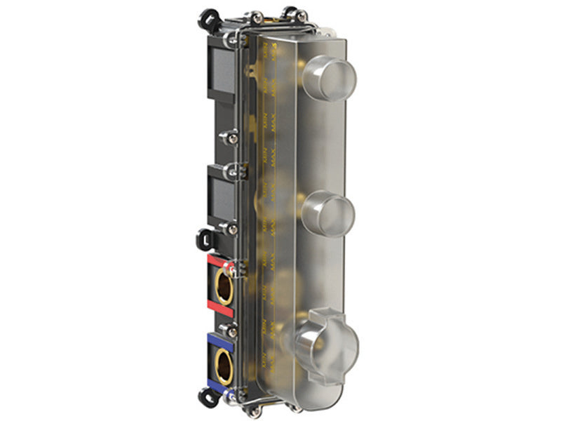 Laghi Universal 2 Outlet Push Button Thermostatic shower - Brushed Brass