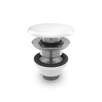 GSI Click Clack Basin Waste -  Gloss White With Ceramic Cover