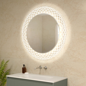 Barbera Round Bathroom Mirror with Dual Lighting System - 1000mm