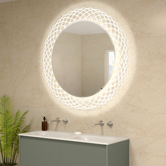 Barbera Round Bathroom Mirror with Dual Lighting System - 1200mm