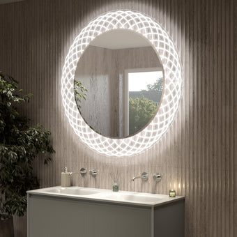 Barbera Round Bathroom Mirror with Dual Lighting System - 1200mm