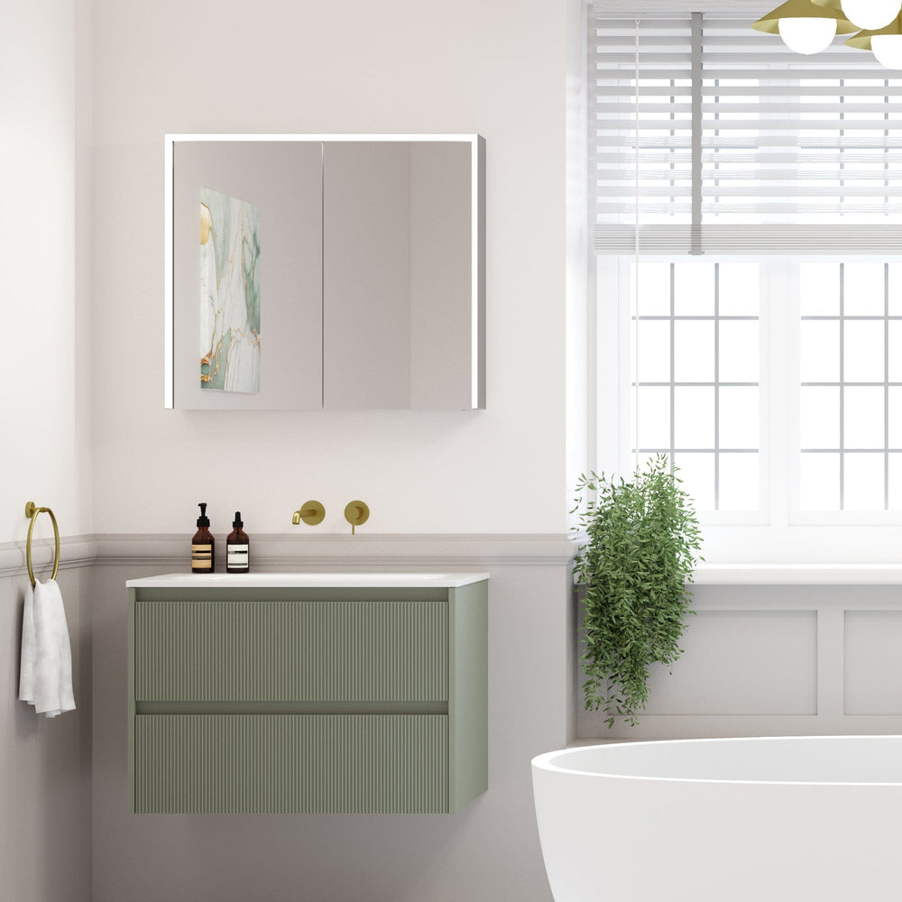 Scanalato Double Drawer Vanity Unit  With Beyondstone Basin - Pistachio 1000mm