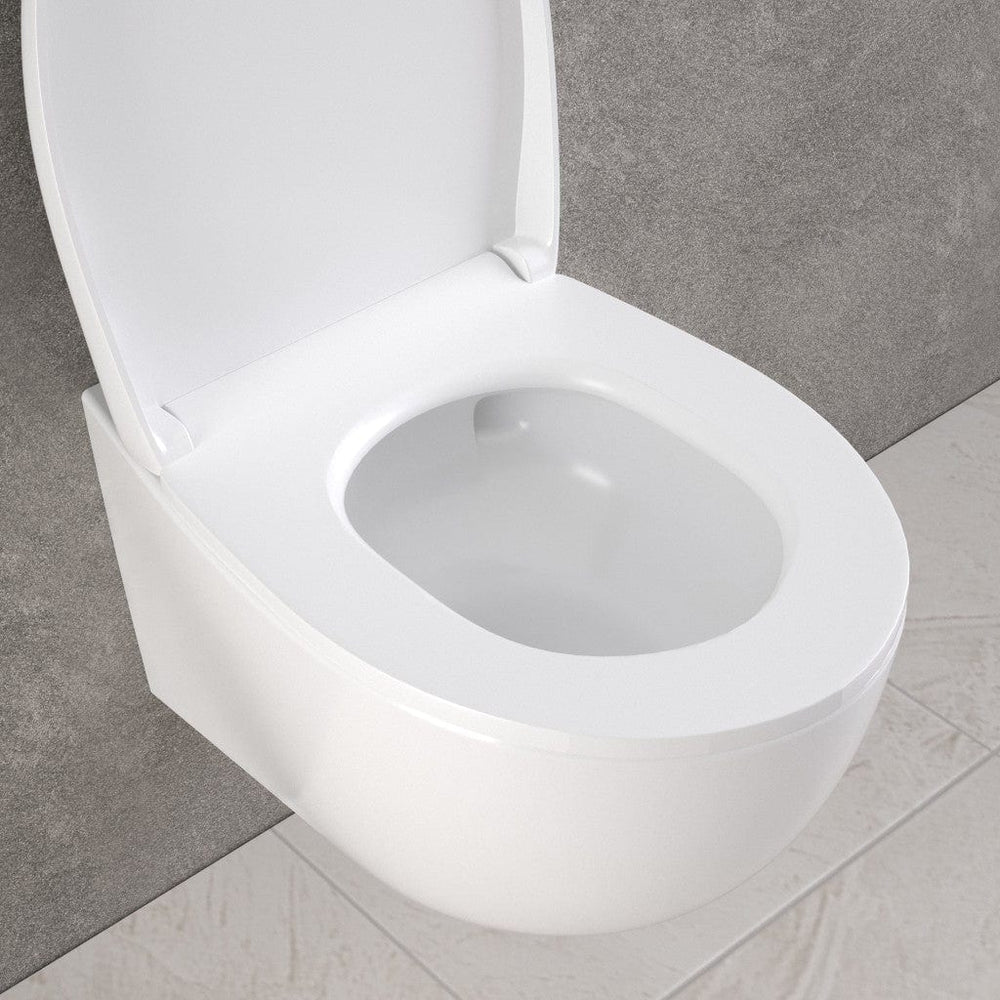 Primo Dolce Wall Hung Rimless Toilet, With Concealed Cistern Frame & Matt Black Flush Plate