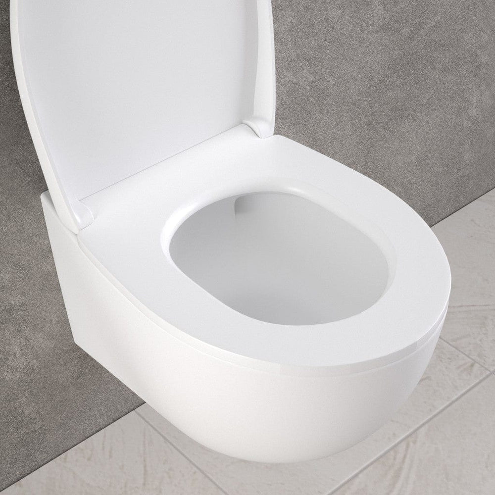 Primo Dolce Wall Hung Rimless Toilet, With Concealed Cistern Frame & Matt Black Flush Plate