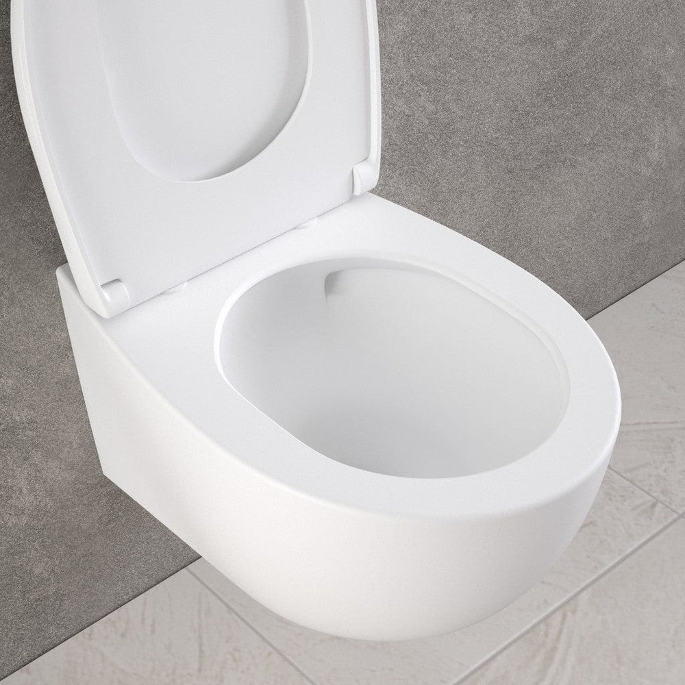 Primo Dolce Wall Hung Rimless Toilet, With Concealed Cistern Frame & Matt Black Flush Plate