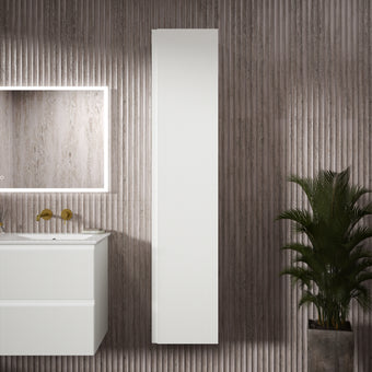 Pura Ribbed Tall Wall Unit 350mm x 1650mm - Matt White