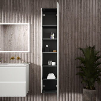 Pura Ribbed Tall Wall Unit 350mm x 1650mm - Matt White
