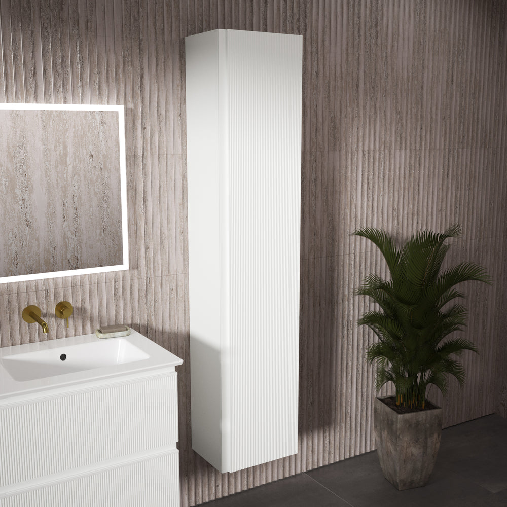 Pura Ribbed Tall Wall Unit 350mm x 1650mm - Matt White