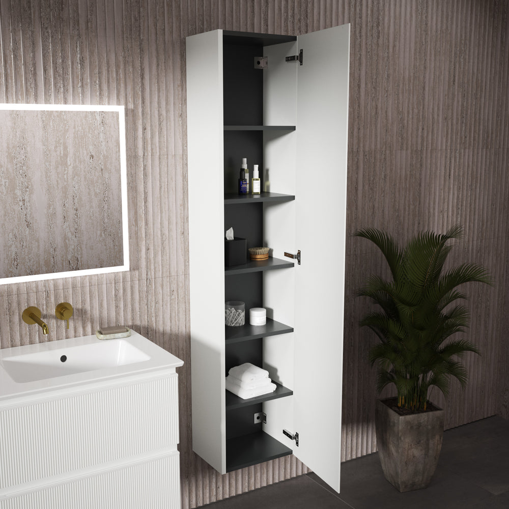 Pura Ribbed Tall Wall Unit 350mm x 1650mm - Matt White