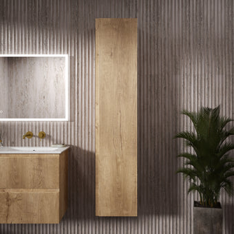Pura Ribbed Tall Wall Unit 350mm x 1650mm - Oak