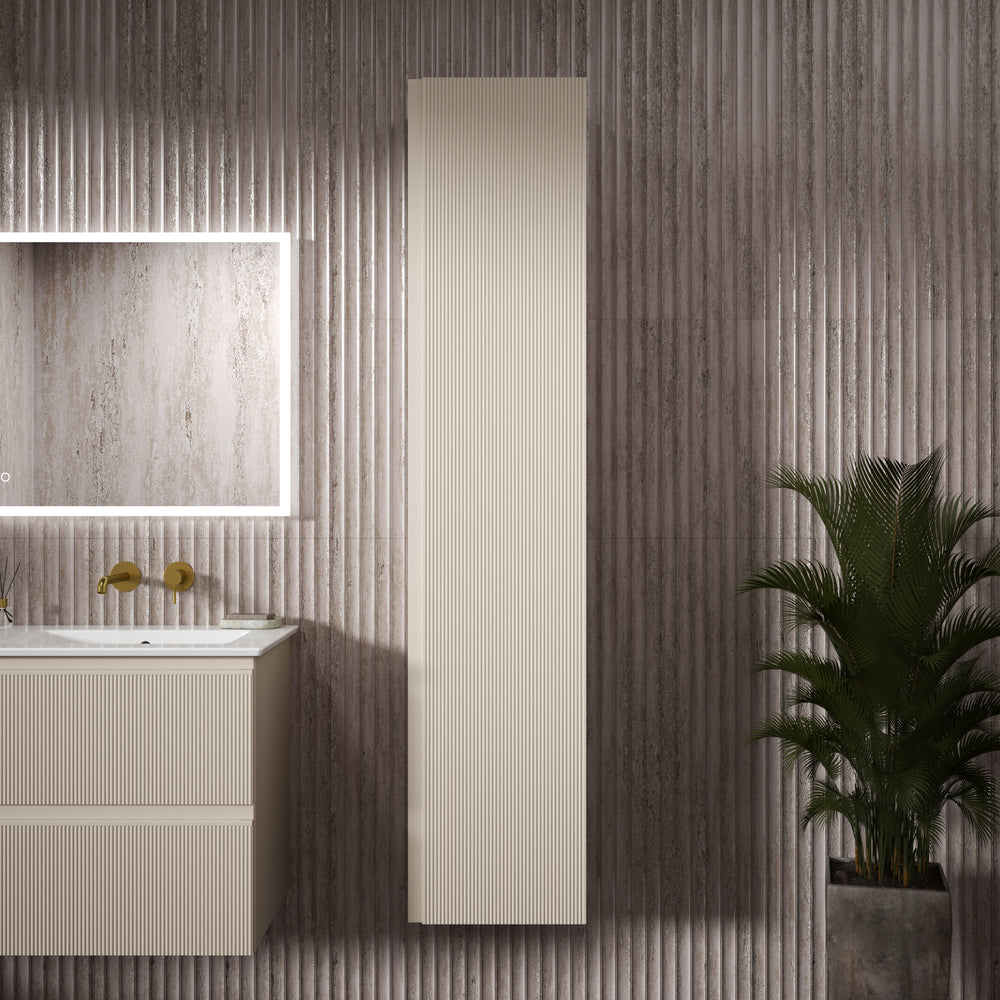 Pura Ribbed Tall Wall Unit 350mm x 1650mm - Cashmere (Oatmeal)