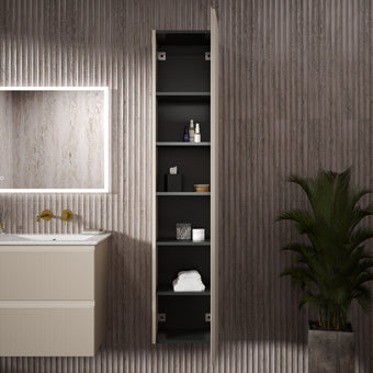 Pura Ribbed Tall Wall Unit 350mm x 1650mm - Cashmere (Oatmeal)
