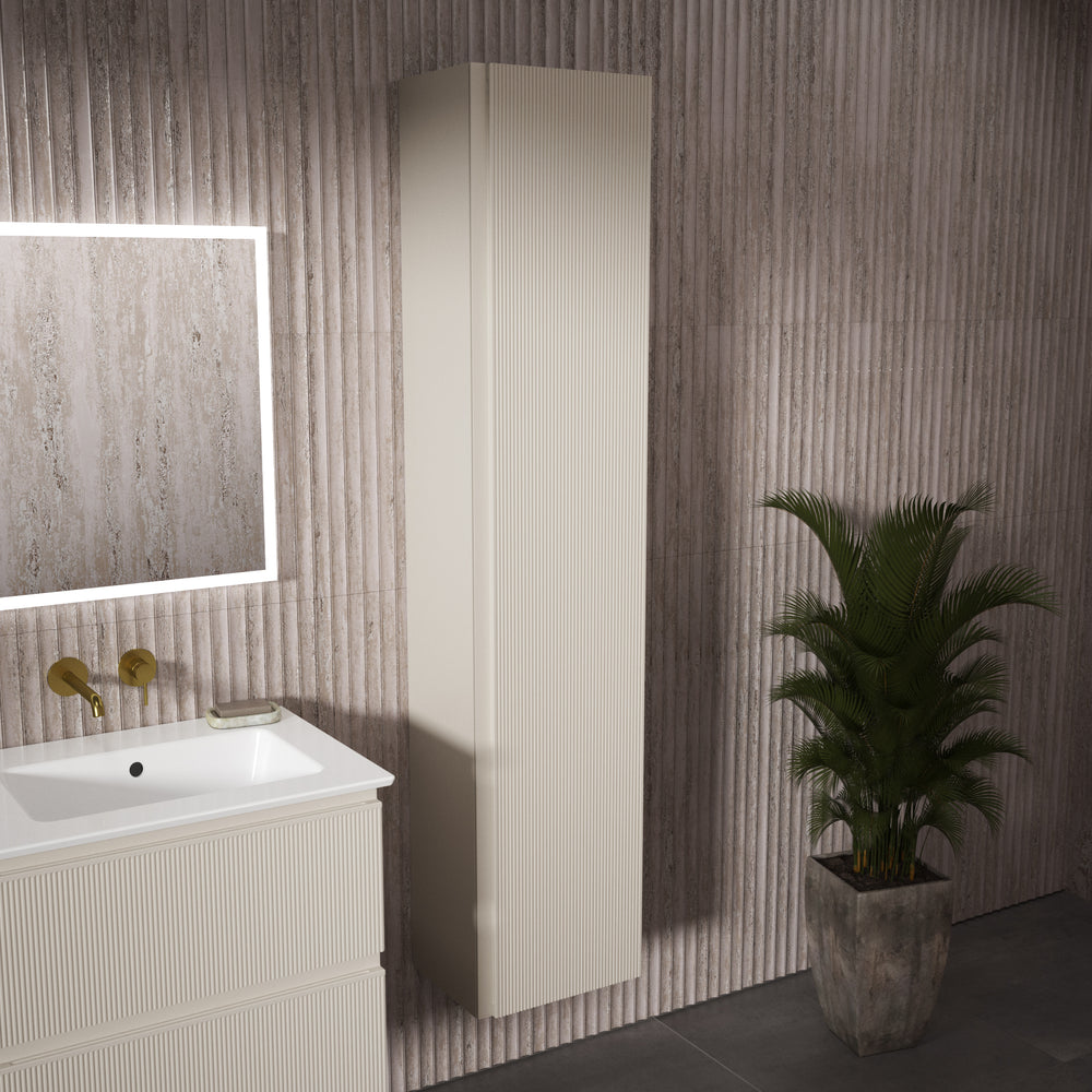 Pura Ribbed Tall Wall Unit 350mm x 1650mm - Cashmere (Oatmeal)