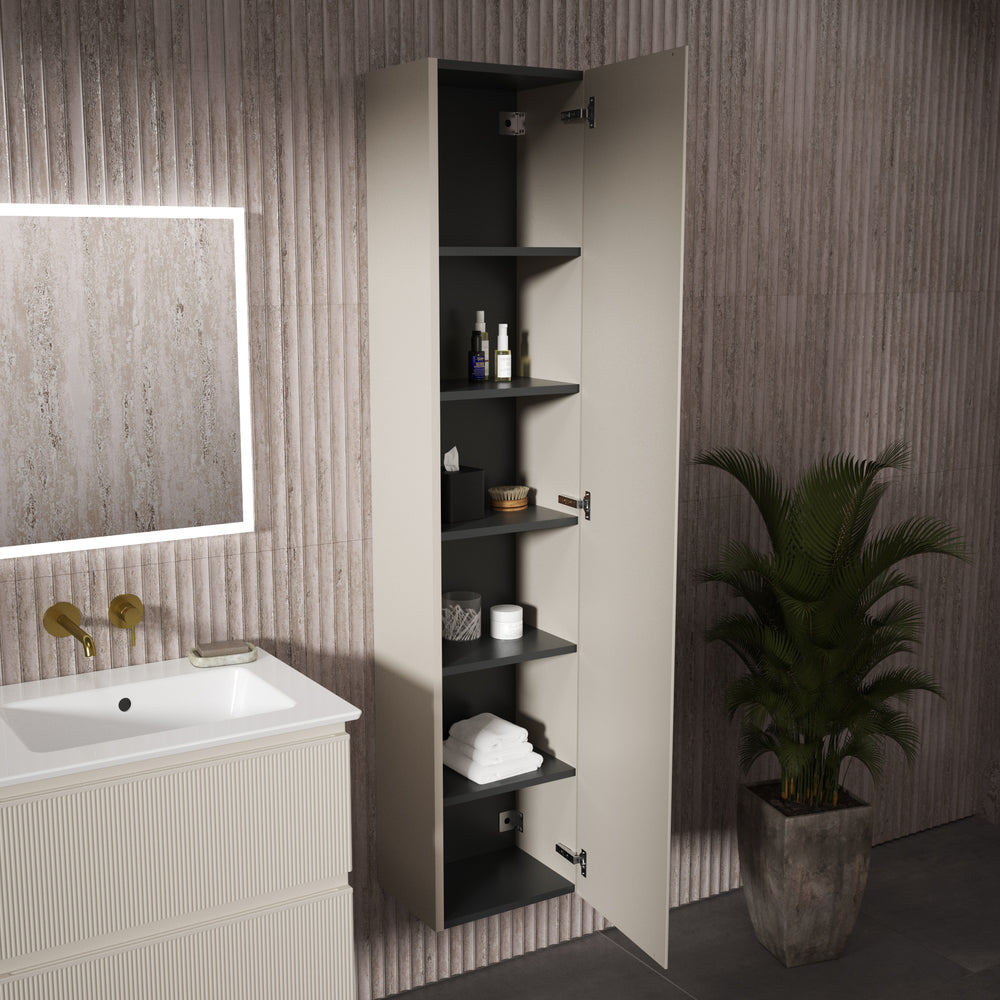Pura Ribbed Tall Wall Unit 350mm x 1650mm - Cashmere (Oatmeal)