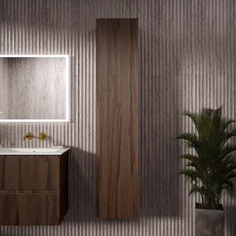 Pura Ribbed Tall Wall Unit 350mm x 1650mm - Walnut