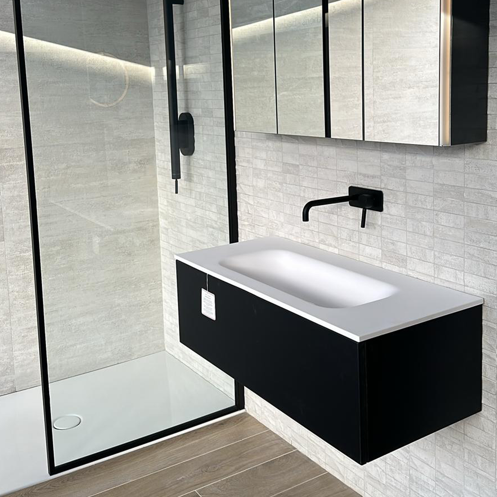 Raffinata One Drawer Vanity Unit With Beyondstone Basin - Matt Black 1000mm