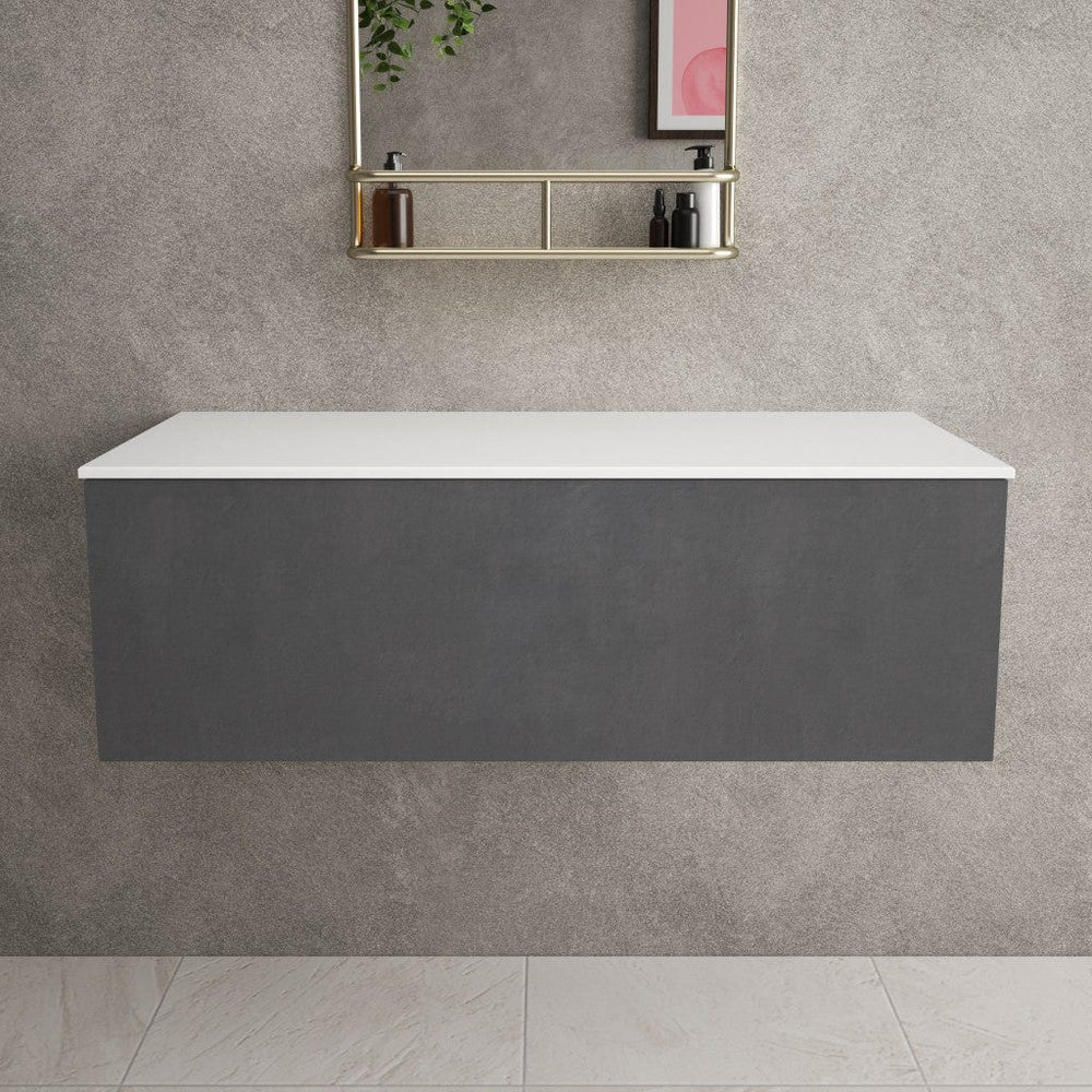 Raffinata Single Drawer Countertop Vanity Unit - Dark Concrete 1000mm