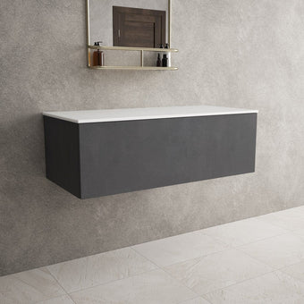 Raffinata Single Drawer Countertop Vanity Unit - Dark Concrete 1000mm