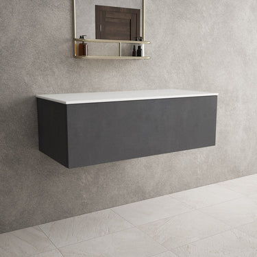 Raffinata Single Drawer Countertop Vanity Unit - Dark Concrete 1000mm
