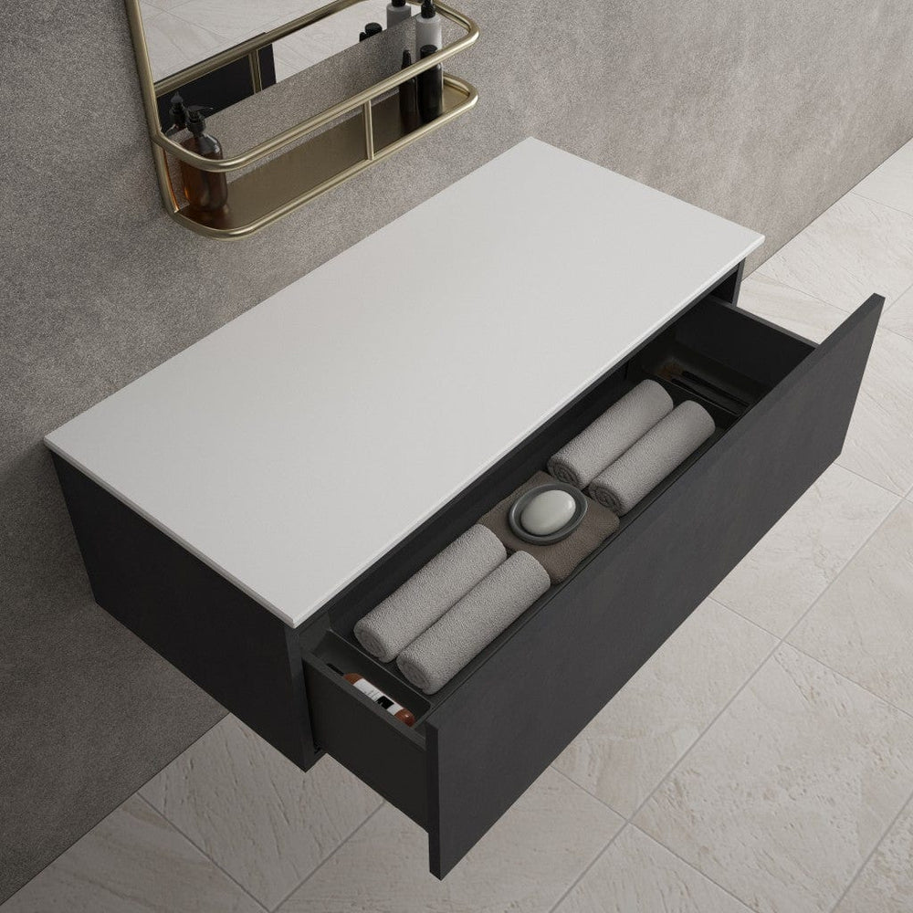Raffinata Single Drawer Countertop Vanity Unit - Dark Concrete 1000mm