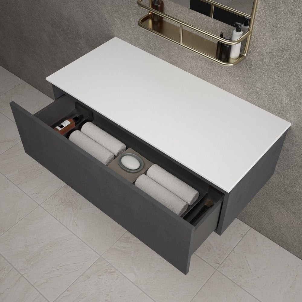 Raffinata Single Drawer Countertop Vanity Unit - Dark Concrete 1000mm