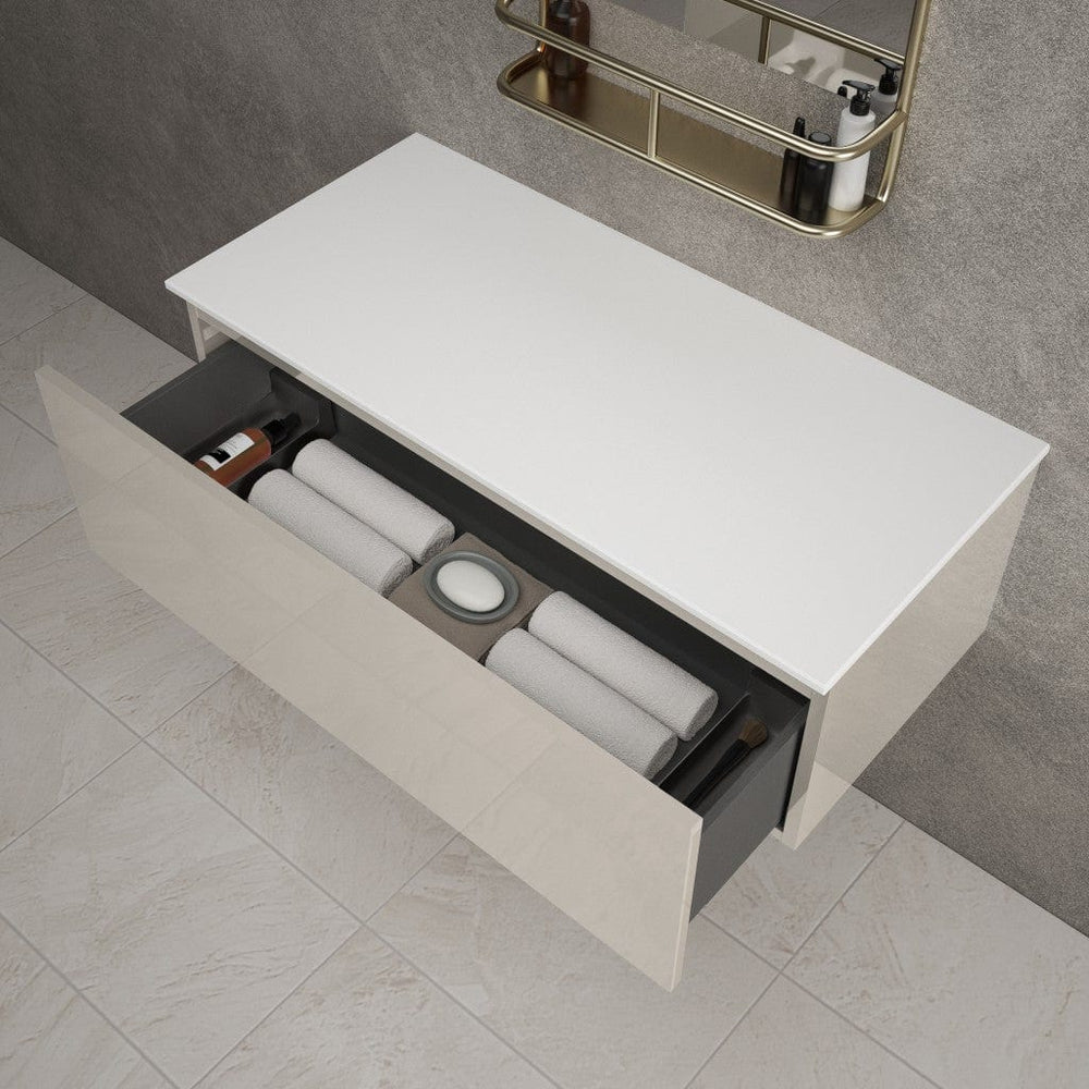 Raffinata Single Drawer Countertop Vanity Unit - Gloss Cashmere 1000mm