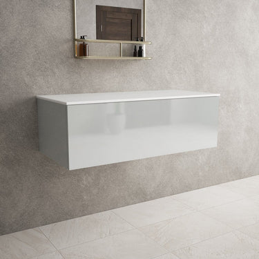 Raffinata Single Drawer Countertop Vanity Unit - Gloss Dove 1000mm